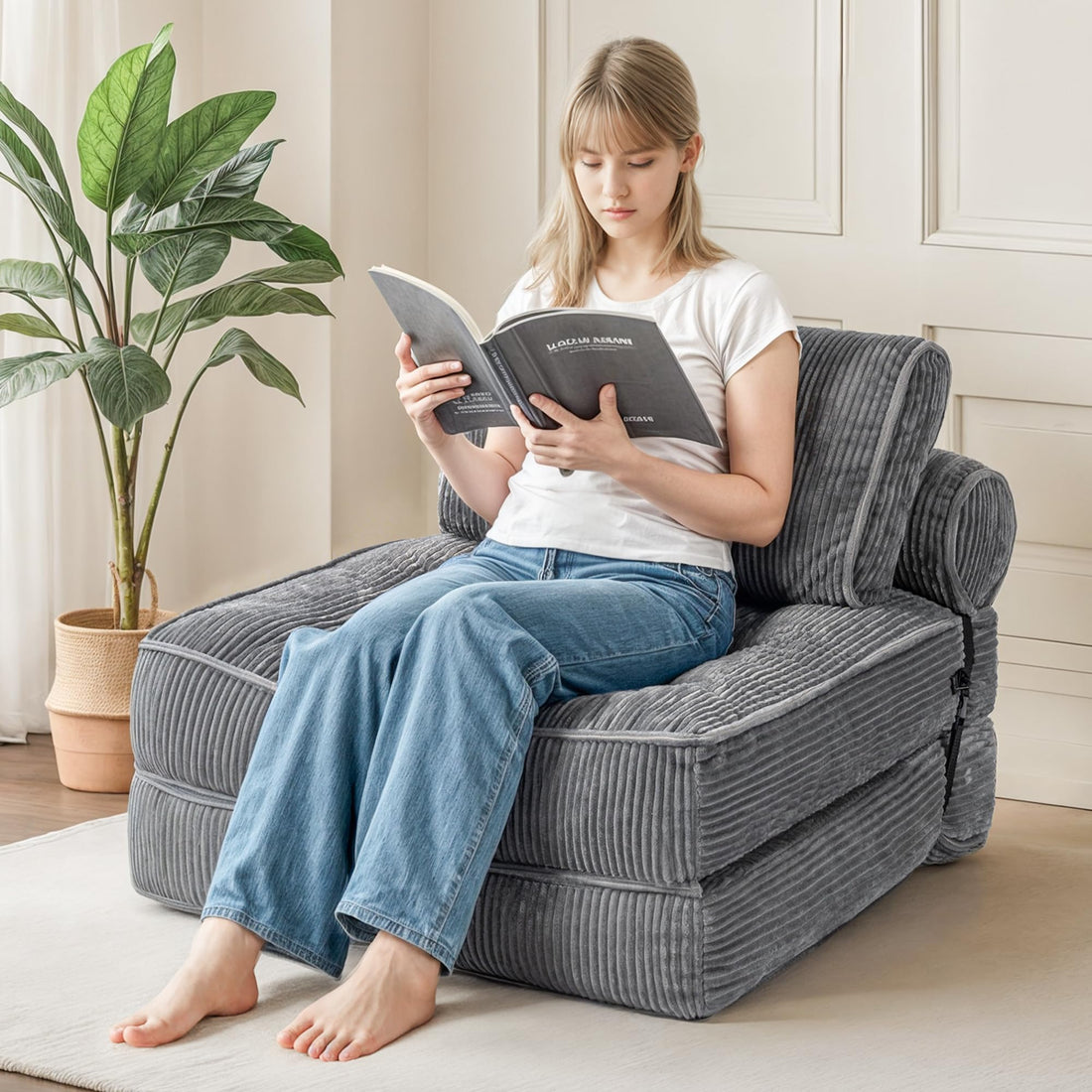 Folding Sofa Bed Chair – Gray