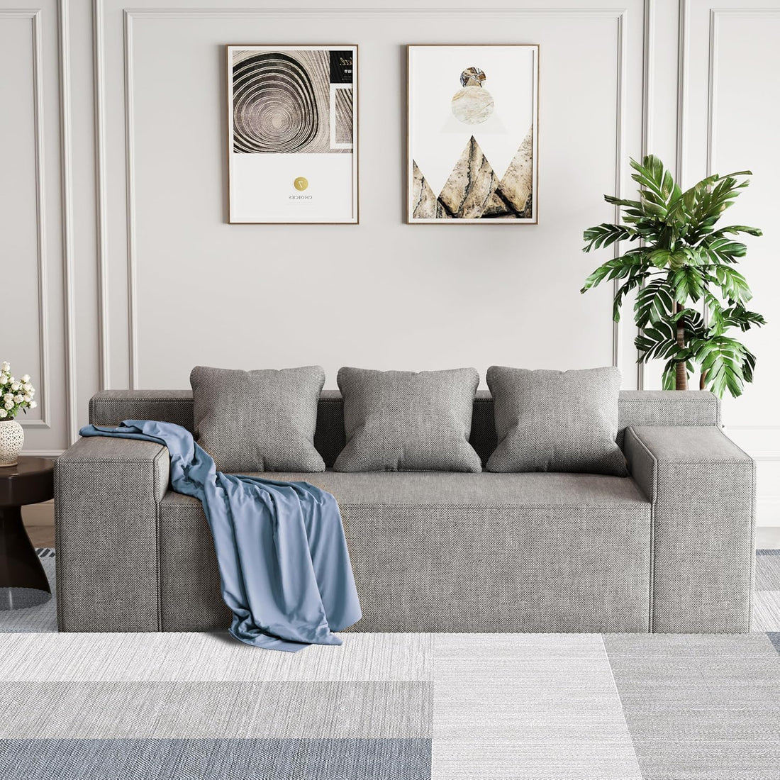 Modular Blue Corduroy Sofa Sleeper – 35"