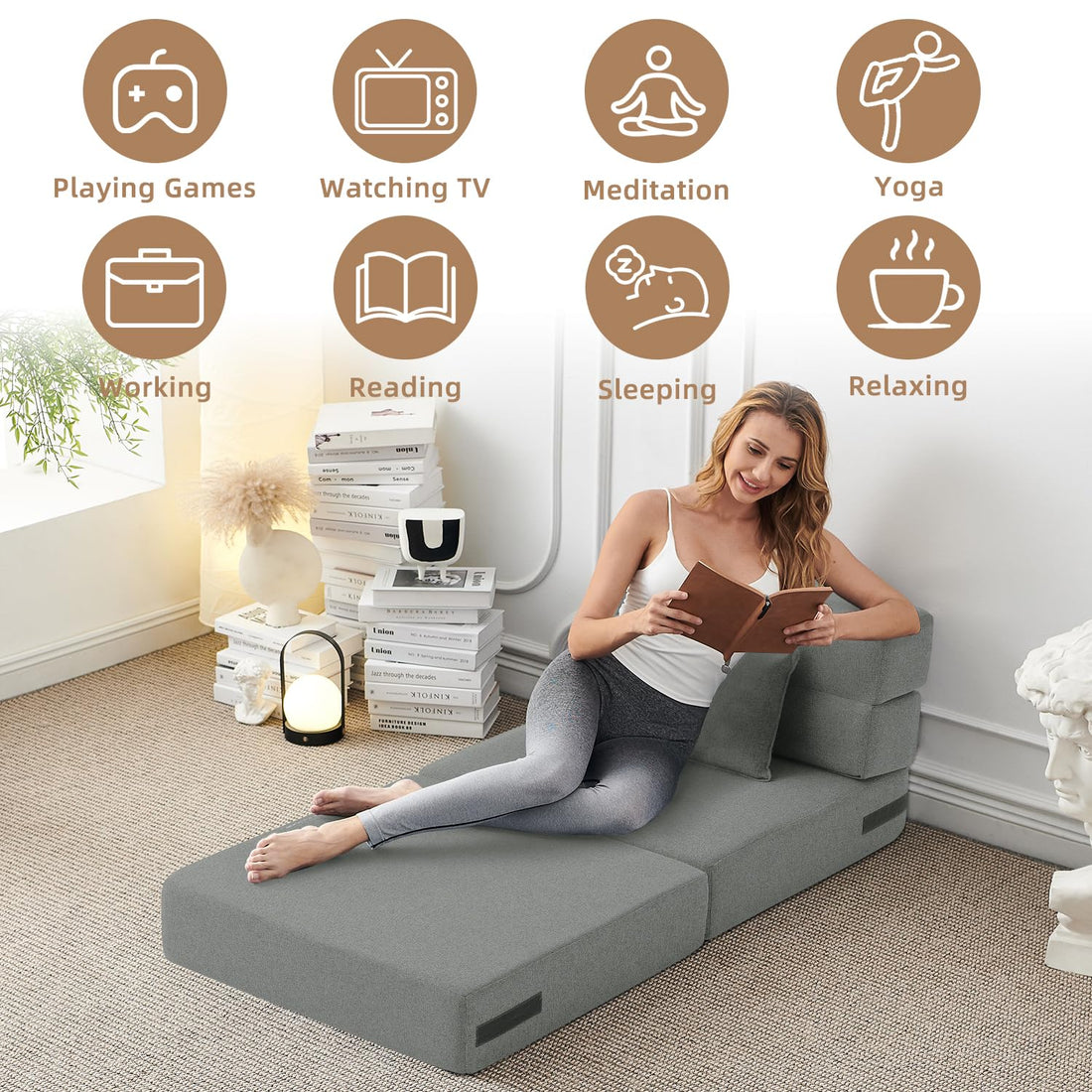 FILUXE Foldable Sleeper Chair – Dark Gray