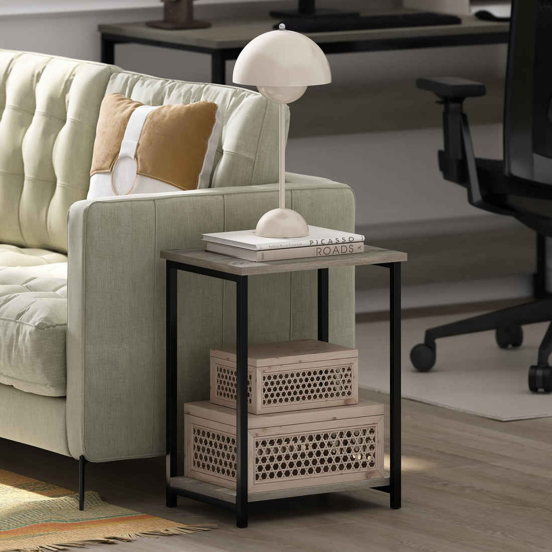 Furinno Simplistic Set of 2 End Table, Espresso/Black