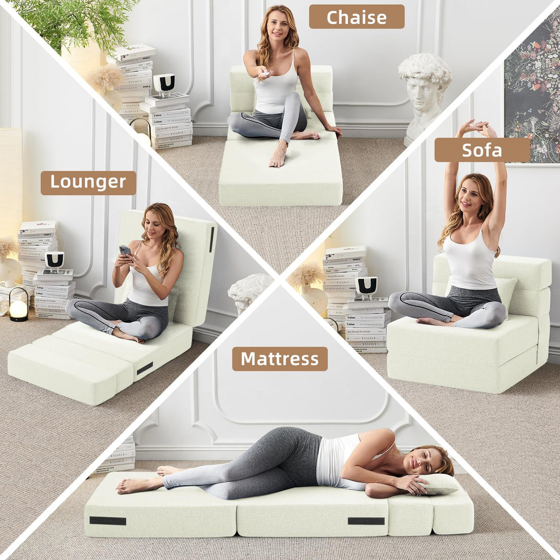 FILUXE Foldable Sleeper Chair – Dark Gray
