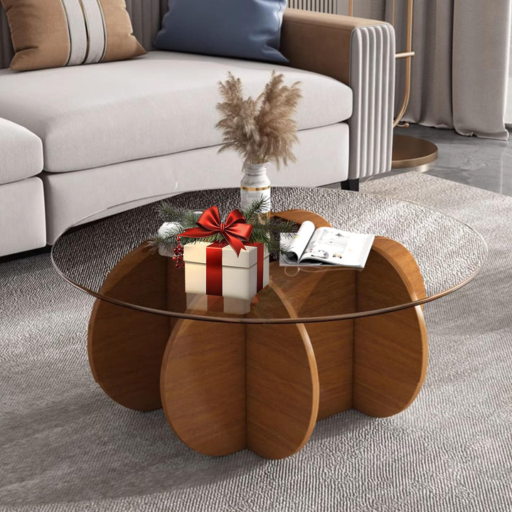 31.5" Round Black Glass Coffee Table