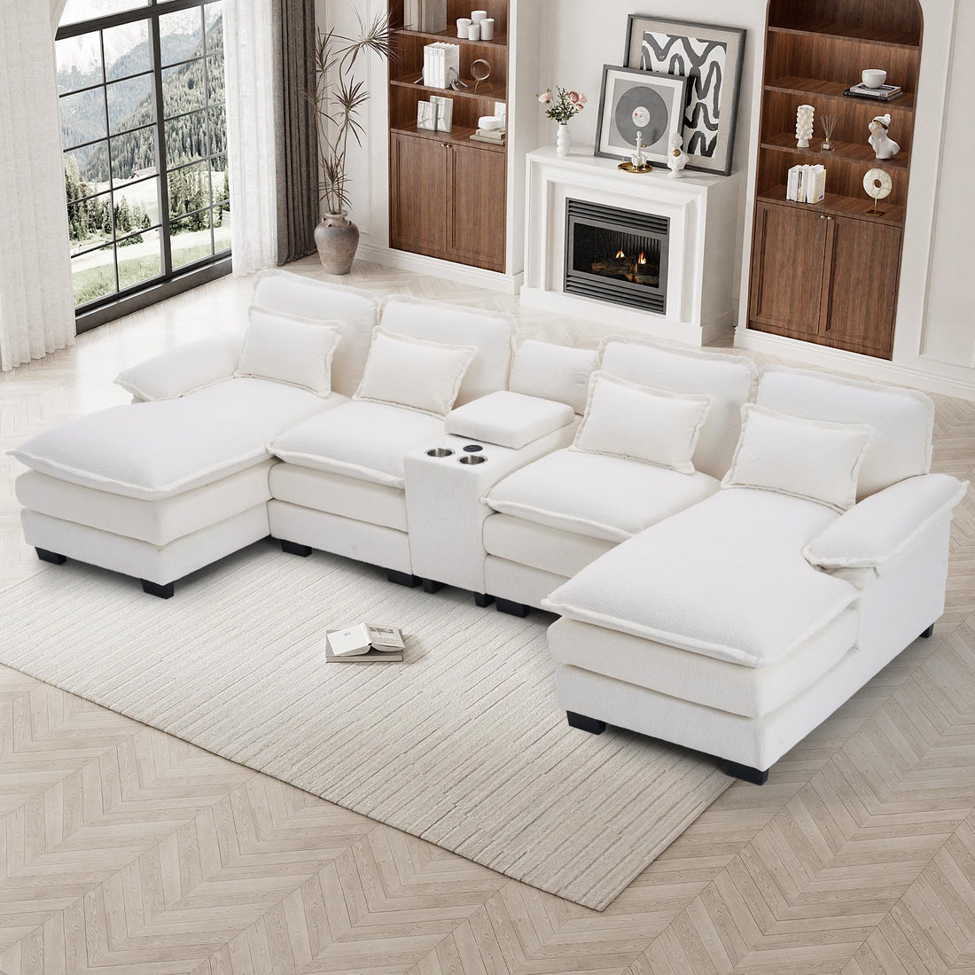 124" U-Shaped Cloud Sofa with USB
