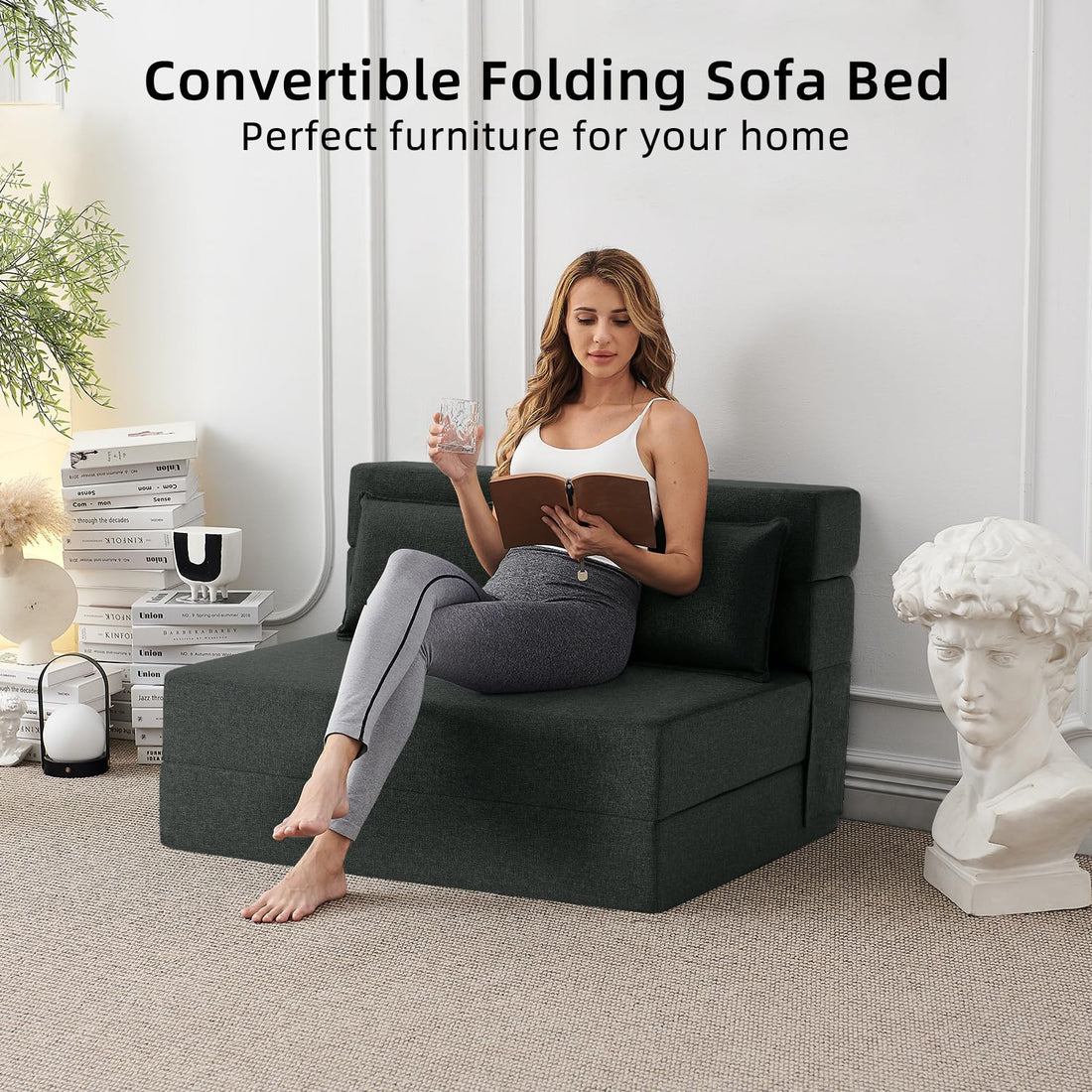 FILUXE Foldable Sleeper Chair – Dark Gray