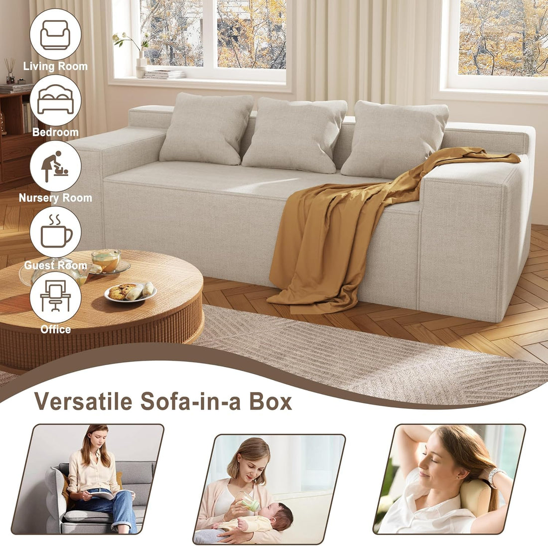 Modular Blue Corduroy Sofa Sleeper – 35"