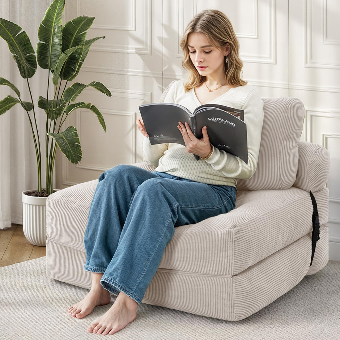 Folding Sleeper Chair Bed – Grey