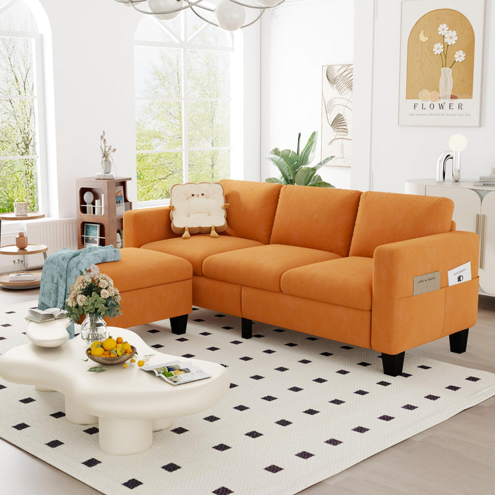 ZeeFu Convertible Velvet Sofa – Orange