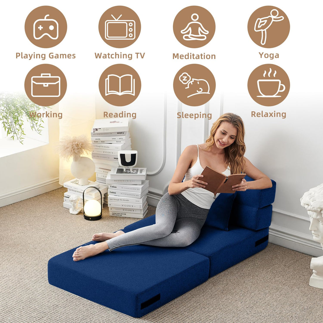 FILUXE Foldable Sleeper Chair – Dark Gray