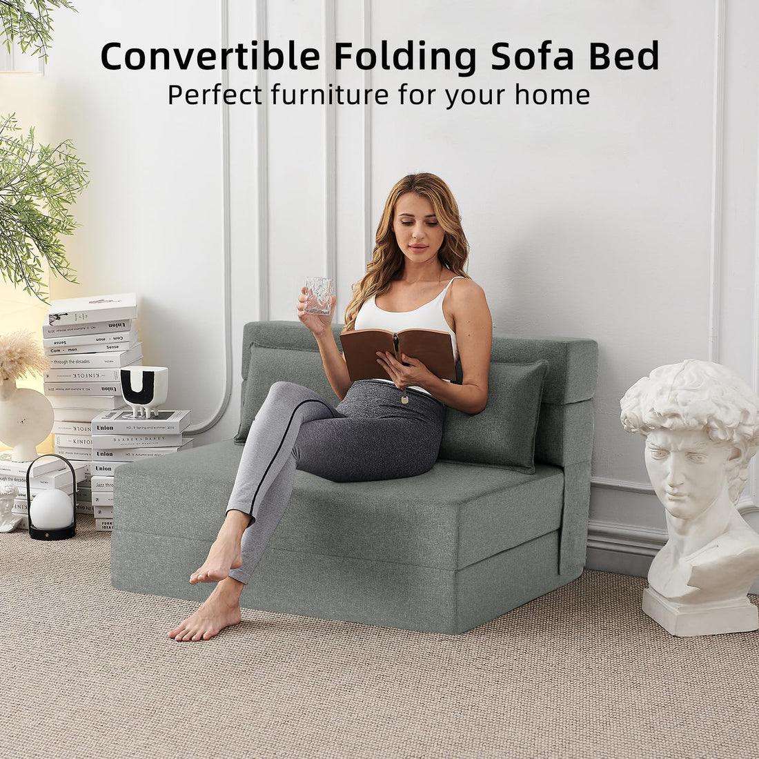 FILUXE Foldable Sleeper Chair – Dark Gray
