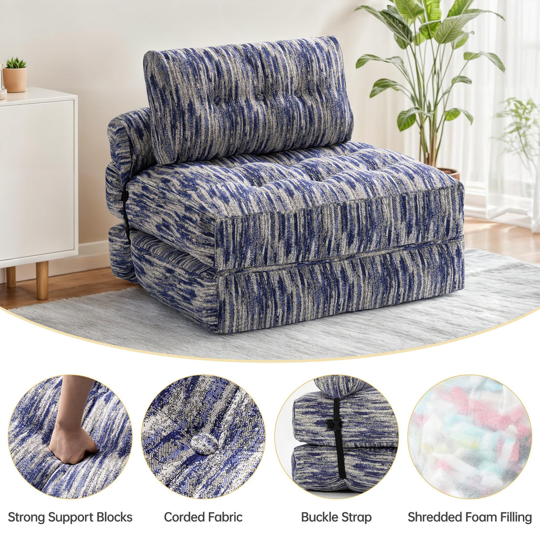 Folding Sleeper Chair Bed – Grey