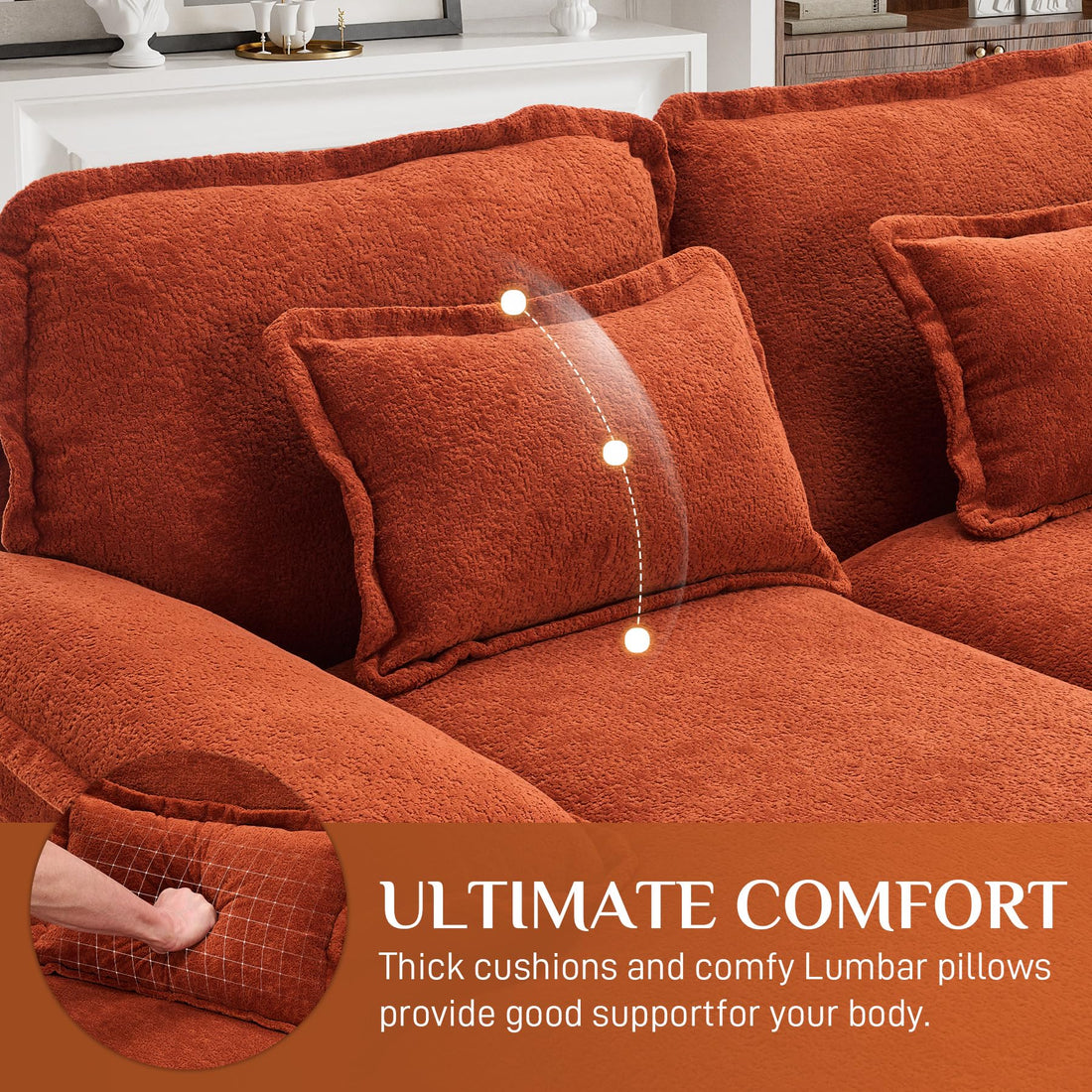 124" U-Shaped Cloud Sofa with USB