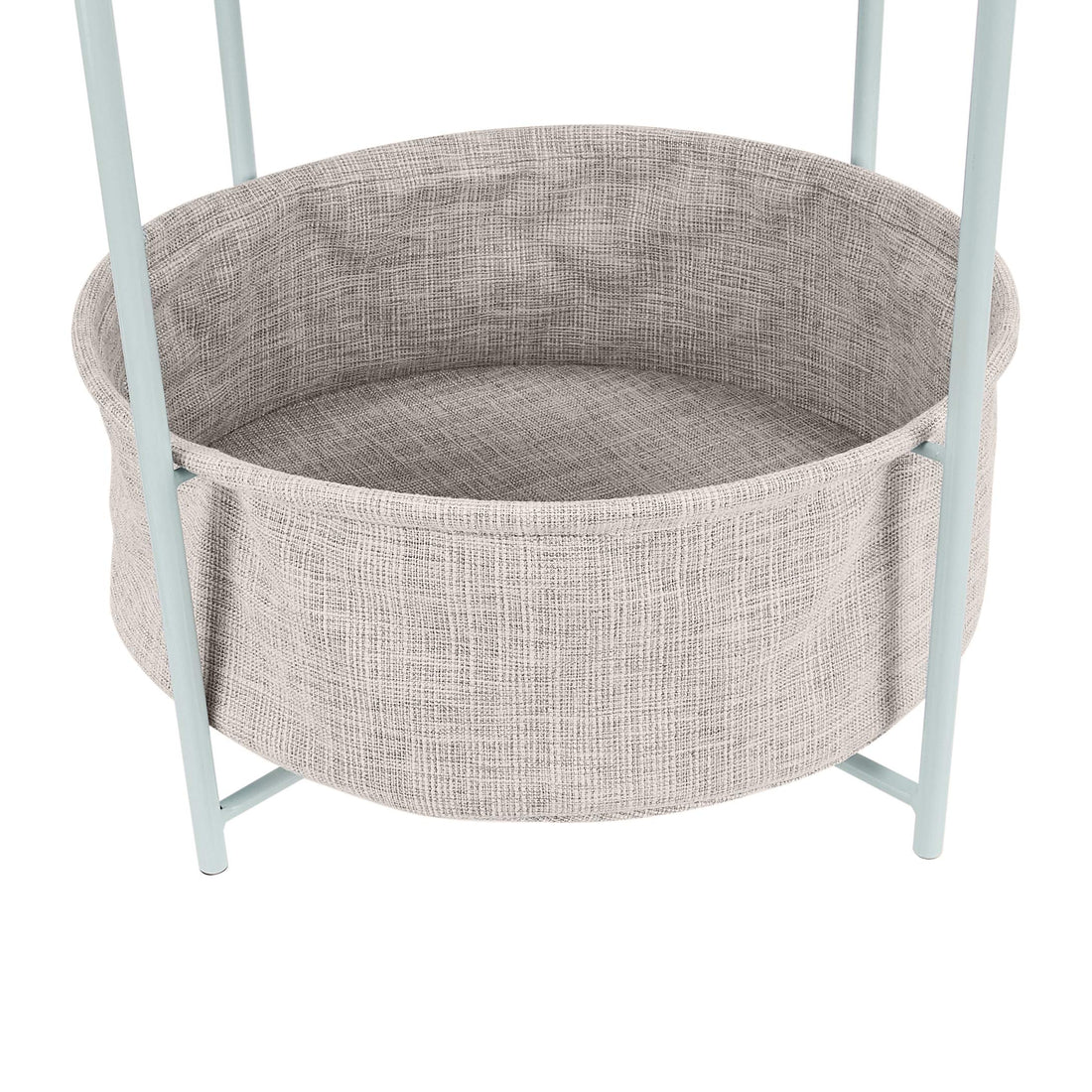 Round Storage Side Table – White/Gray