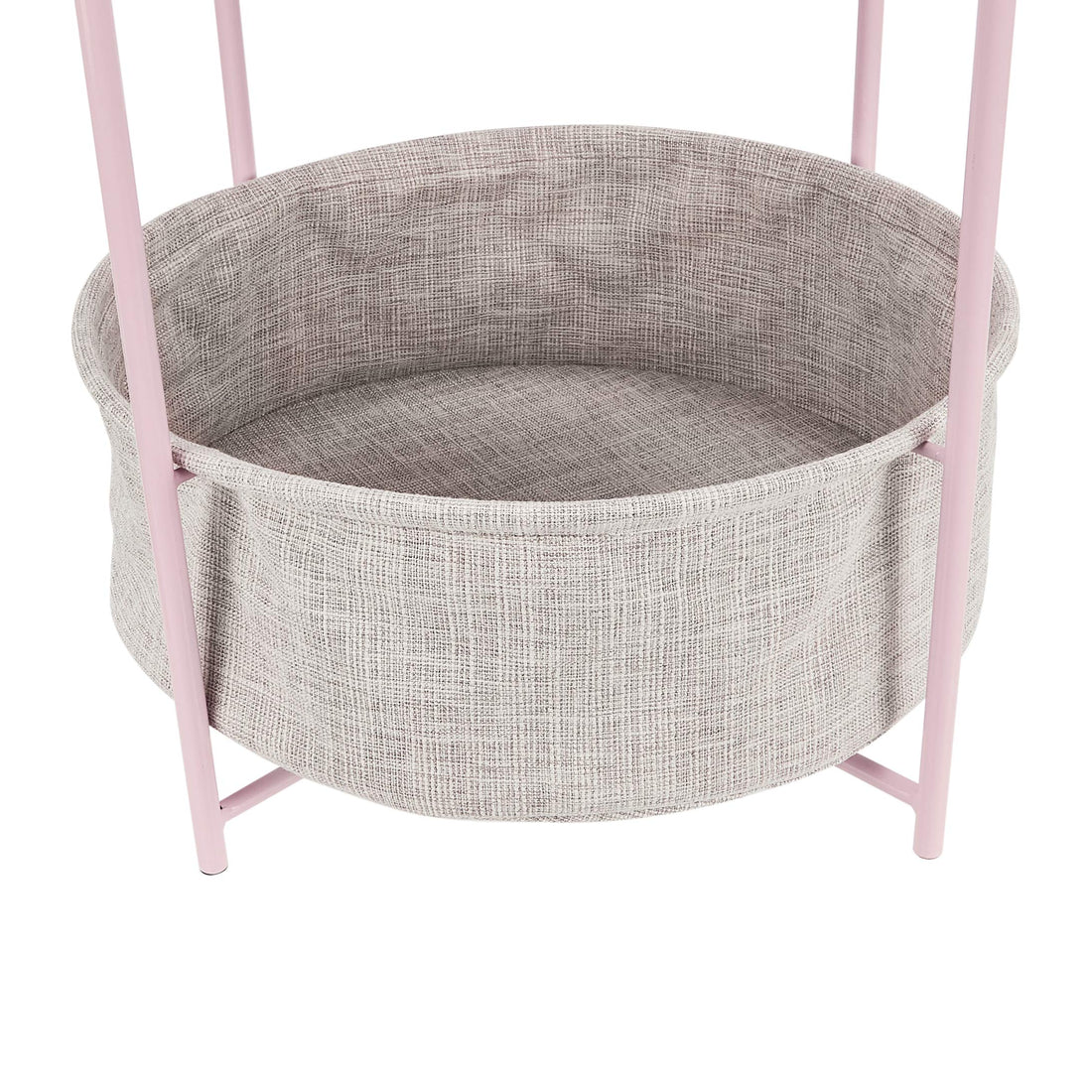 Round Storage Side Table – White/Gray