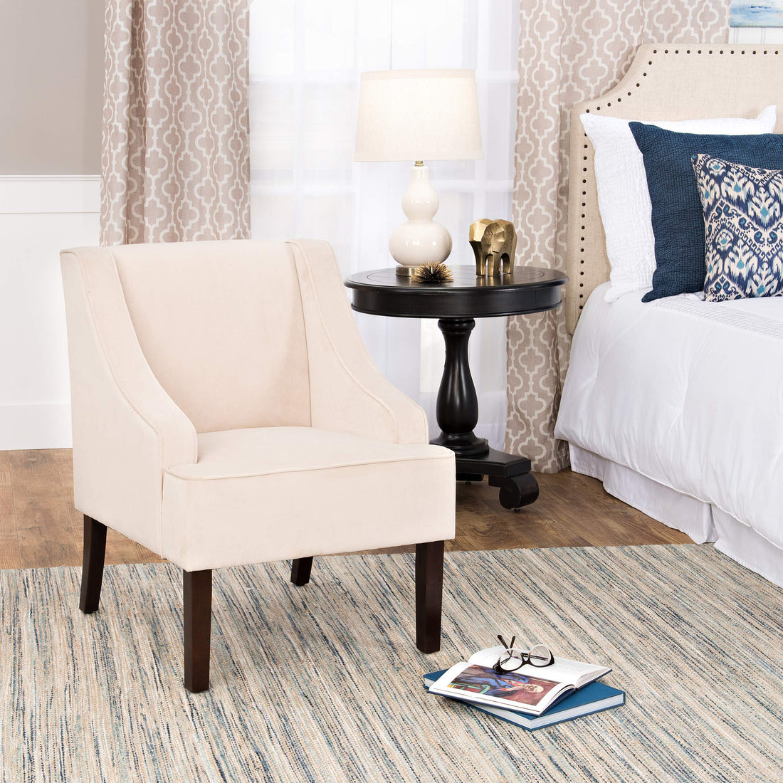 HomePop Swoop Arm Living-Room-Chairs, Velvet Teal