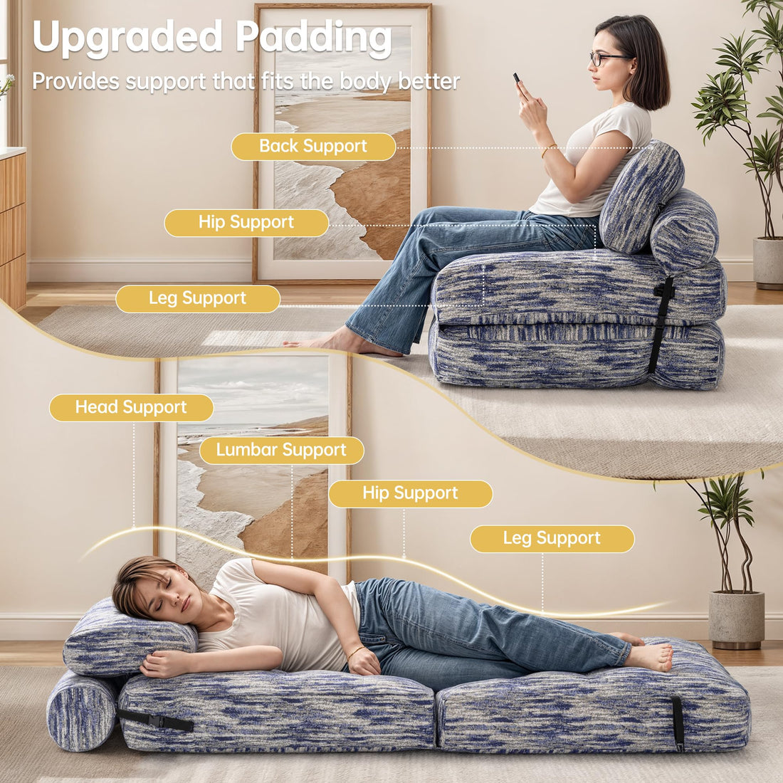 Folding Sleeper Chair Bed – Grey