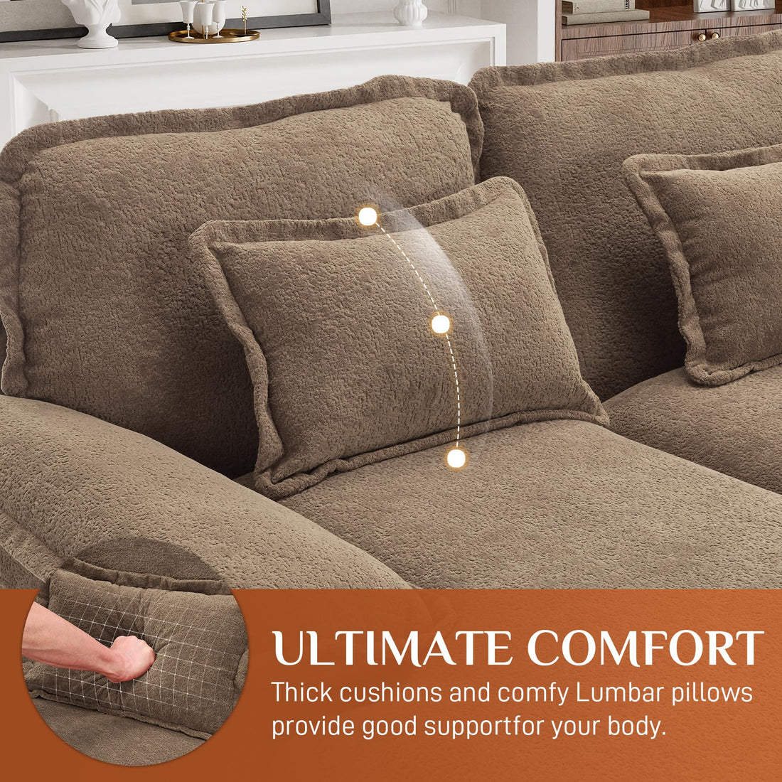 124" U-Shaped Cloud Sofa with USB