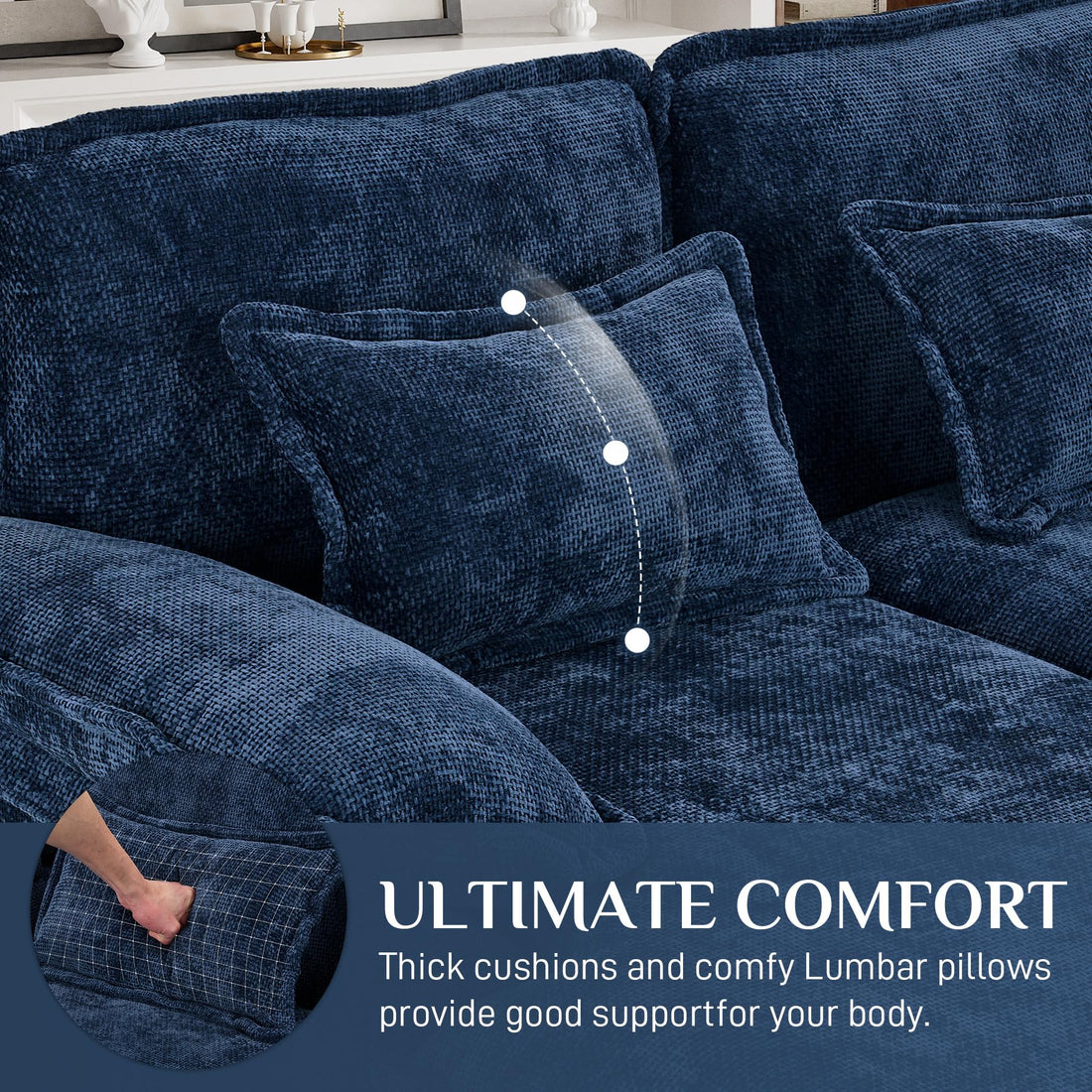 124" U-Shaped Cloud Sofa with USB