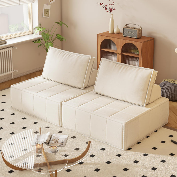 Modular Blue Corduroy Sofa Sleeper – 35"