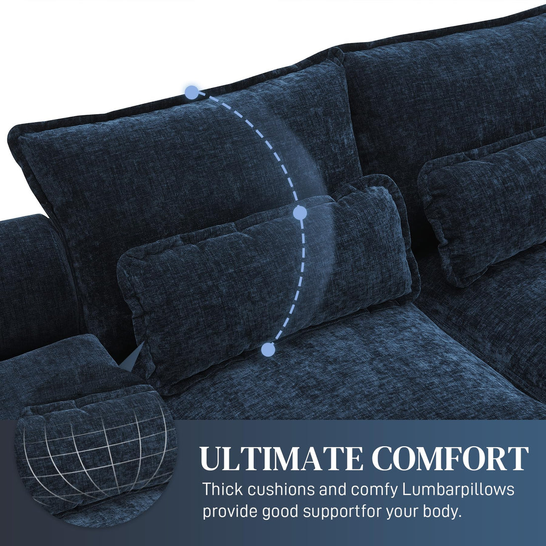 124" U-Shaped Cloud Sofa with USB