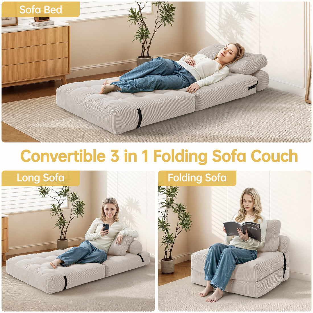 Folding Sleeper Chair Bed – Grey
