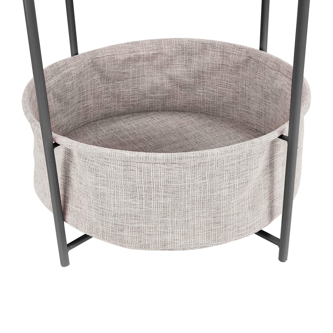 Round Storage Side Table – White/Gray